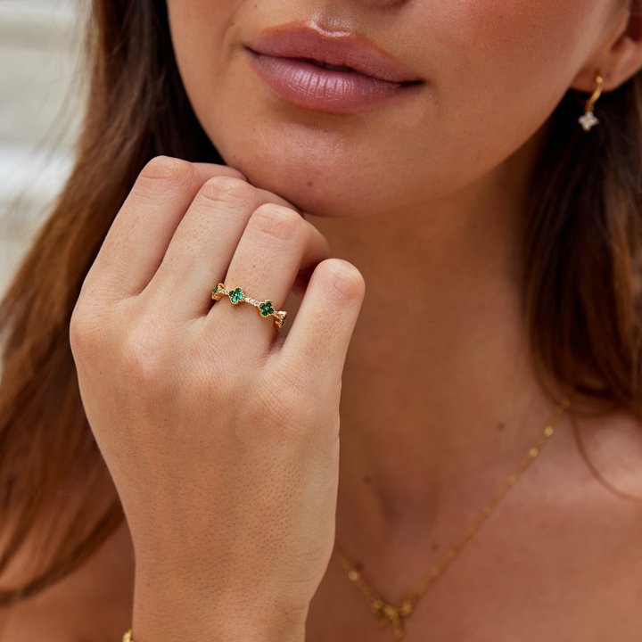 Marisol - Crystal Ring in the Shape of a Clover