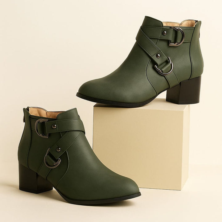 Valara Cross-Buckle Boots